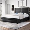 Topeakmart Upholstered Bed Frame with Storage Drawers and USB Ports