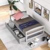 Queen Size Teddy Fleece Upholstered Platform Bed with Headboard Gray 3