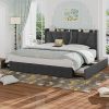 VECELO Twin Frame Upholstered Platform Bed with Adjustable Headboard 4