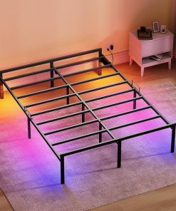 Simple Metal Queen Bed Frame with Storage Heavy Duty 14 Inch Design 2