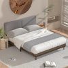 VECELO Queen Bed Frame Upholstered with Adjustable Headboard and Slats