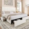 Modern Metal Bed with Triangular Headboard and Adjustable Height, King Black 3