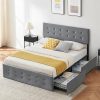 Romy Vintage French Inspired Queen Size Wood Bed Frame in Ash Walnut 3