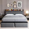 Industrial Queen Bed Frame with Headboard and Storage Drawers 3