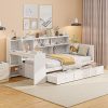 Twin Size Wood Loft Bed with Slide and Safety Guardrails for Kids 4