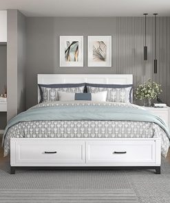 California King Bed Frame with Headboard, Storage, Easy Assembly