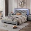 Giantex Twin Bed Frame for Kids Modern Upholstered Platform Beige 4