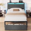 King Size Floating Bed Frame with LED Lights and Heavy Duty Steel Slats 4