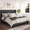 Queen Velvet Platform Bed Frame with Drawers and Adjustable Headboard 4