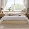 Soild Wood Bed Frame Without Headboard, Scandinavian Wood Panel Bed Standard Bed for Bedroom Guest Room, Natural Pine Platform Bed Frame, 59”W x 78.7”L x 11.8”H 4