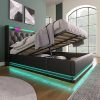 HAUSHECK Queen Size Upholstered Bed Frame with Storage and LED Remote 3