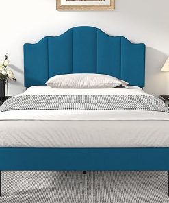 VECELO Twin Size Upholstered Platform Bed Frame Adjustable Headboard 2