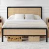 GAOMON Full Size Boho Bed Frame with Rattan Headboard Easy Assembly