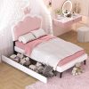 Manhattan Comfort Parlay Full Size Bed Frame Velvet Headboard Blush Pink 4
