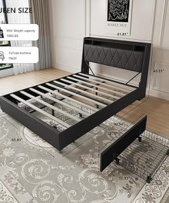Queen Size Bed Frame with Ergonomic Headboard and Storage Options 2