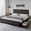 Metal Bunk Bed Frame Full Over Full with Ladder Heavy Duty Black 3
