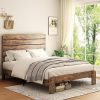 Full Size Upholstered Bed with Storage and Tufted Headboard Beige 4