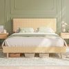 Queen Upholstered Bed Frame with LED Lights and Storage, Gray Brown 4