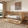 Montessori Twin Size Floor Bed Frame with House Headboard, Light Blue 4