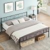 King Size Metal Bed Frame with Headboard and Storage Easy Assembly