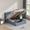 Queen Size Wooden Bed Frame with Bookcase and Storage Upholstered Headboard 4