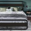 Queen Size LED Bed Frame with Leather Upholstered Headboard White 3